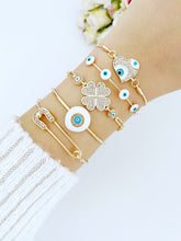 White Evil Eye Bracelet, Zircon Evil Eye Charm, Gold Evil Eye Jewelry, Cuff Bracelet