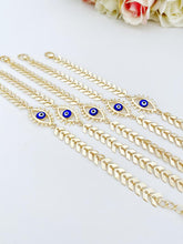 Evil Eye Chain Bracelet, Blue Evil Eye Bracelet, Gold Chain Bracelet