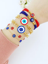Evil Eye Bracelet, Blue Red Evil Eye Bead, Gold Chain Bracelet, Evil Eye Jewelry,