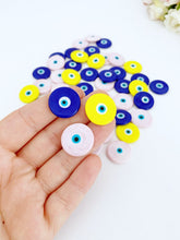 Murano Glass Evil Eye Beads, 20mm Glass Beads, Evil Eye Cabochons, Turkish Evil Eye