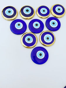 Glass Evil Eye Beads,Gold Evil Eye Bead, Blue Evil Eye, Unique Wedding Favor,