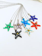 Murano Evil Eye Necklace, Handmade Glass Starfish Pendant, Evil Eye Jewelry