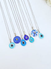 Blue Evil Eye Necklace, Handmade Murano Glass Bead, Murano Evil Eye Pendant