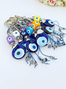 Evil eye key chain, rainbow cube charms, evil eye keychain, evil eye key ring