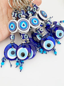 Blue Evil Eye Keychain, Evil Eye Bead, Turkish Evil Eye, Nazar Boncuk, Glass Evil Eye
