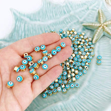 5 pcs Blue Evil Eye Spacer Beads, 7mm Enamel Evil Eye Connectors, Evil Eye Bracelet DIY