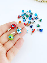Murano Glass Evil Eye Pendant, 3 pcs, Evil Eye Bead Charm, Turkish Supplies