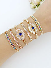 Greek Evil Eye Bracelet, CZ Bracelet, Adjustable Bracelet, Evil Eye Jewelry, Rainbow