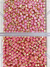 7mm Pink Evil Eye Spacer Beads, Gold Connectors, Evil Eye Jewelry Supply, BULK