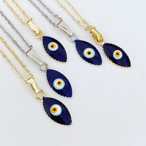 Blue Evil Eye Necklace, Teardrop Necklace, Evil Eye Protection, Greek Evil Eye