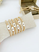 White Evil Eye Bracelet, Waterproof Bracelet, Gold Beaded Bracelet, Dorica Beads