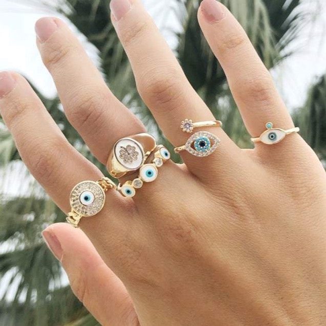 Buy Swarovski Blue Rose Gold-Tone Plated Evil Eye Symbolic Ring for Women  Online @ Tata CLiQ Luxury