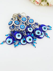 Blue Evil Eye Keychain, Evil Eye Bead, Turkish Evil Eye, Nazar Boncuk, Glass Evil Eye