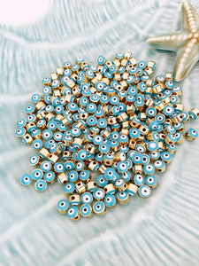 5 pcs Blue Evil Eye Spacer Beads, 7mm Enamel Evil Eye Connectors, Evil Eye Bracelet DIY