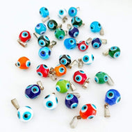 Murano Glass Evil Eye Pendant, 3 pcs, Evil Eye Bead Charm, Turkish Supplies