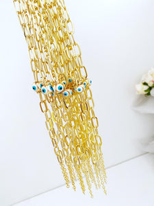 Evil Eye Bracelet Gold, Oval Chain Link Bracelet, Pandora Charm Bracelet, Chunky