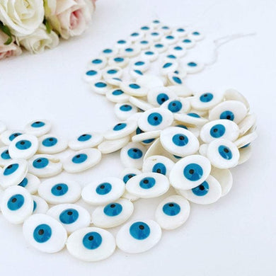 5 to 100 pcs Oval Evil Eye Beads, Mother of Pearl Shell Beads, BULK Beads for Bracelet