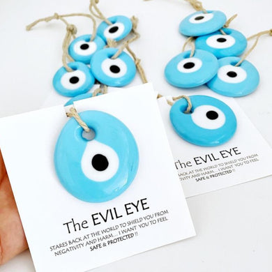 Evil Eye Beads with Card, Personalized Wedding Favor, Handmade Turquoise Bead