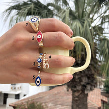 Adjustable Gold Rings, Evil Eye Ring, Ring Set, Lucky Charm Ring, Evil Eye Jewelry