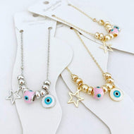 Evil Eye Ankle Bracelet, Evil Eye Anklet, Pink Evil Eye Anklet, Summer Jewelry