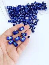 5 pcs Blue Evil Eye Tube Beads, BULK Evil Eye Murano Bead, Evil Eye Jewelry Supplies