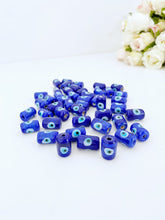 5 pcs Blue Evil Eye Tube Beads, BULK Evil Eye Murano Bead, Evil Eye Jewelry Supplies