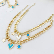 Evil Eye Anklet, Women Evil Eye Ankle Bracelet, Gold Chain Adjustable Anklet