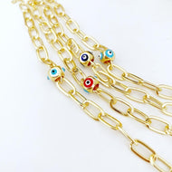 Evil Eye Bracelet Gold, Oval Chain Link Bracelet, Pandora Charm Bracelet, Chunky