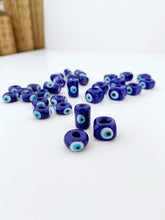 5 pcs Blue Glass Evil Eye Beads, BULK Murano Beads, Cube Tube Round Shape Beads
