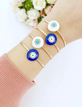 White Evil Eye Jewelry, Evil Eye Bracelet, Evil Eye Signet Ring, Cuff Bracelet, Gift for Her