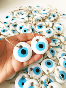 White Evil Eye Beads, BULK, Personalized Wedding Favors for Guests, Rustic