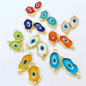 1 to 5 pcs Evil Eye Murano Bead, Handmade Glass Beads, Evil Eye Connector Bead