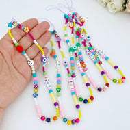 Phone Charm Strap, Rainbow Evil Eye Beads, Evil Eye Phone Landyard