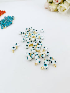 1 to 5 pcs, Tiny Glass Evil Eye Beads, Evil Eye Jewelry DIY Supply, Handmade Murano Bead