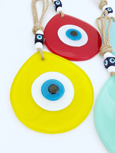 Evil Eye Wall Hanging, Fused Glass Bead, Evil Eye Home Decor, Colorful Eye