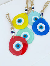 Evil Eye Wall Hanging, Fused Glass Bead, Evil Eye Home Decor, Colorful Eye