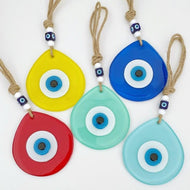 Evil Eye Wall Hanging, Fused Glass Bead, Evil Eye Home Decor, Colorful Eye - Evileyefavor