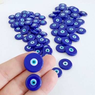 10 PCS Blue Evil Eye Bead, Handmade Glass Murano Bead, 15mm 20mm Evil Eye Cabochon
