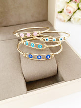 Evil Eye Bracelet, Gold Bangle Bracelet, Water Resistant Jewelry, Evil Eye Beads