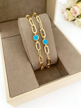 Tiny Evil Eye Bracelet, Evil Eye Jewelry, Gold Link Chain Bracelet