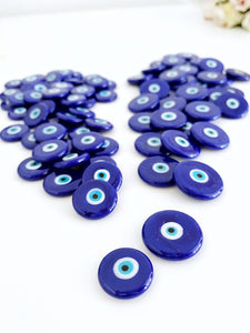 10 PCS Blue Evil Eye Bead, Handmade Glass Murano Bead, 15mm 20mm Evil Eye Cabochon