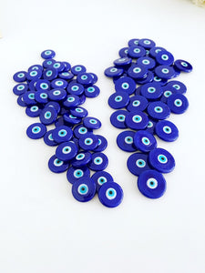 10 PCS Blue Evil Eye Bead, Handmade Glass Murano Bead, 15mm 20mm Evil Eye Cabochon