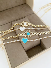 Evil Eye Bracelet Gold, Heart Bracelet for Women, Love Bracelet, Evil Eye Jewelry