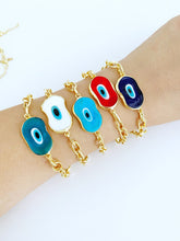 Evil Eye Murano Bracelet, Handmade Murano Beads, Gold Chain Bracelet, Red
