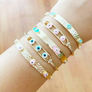 Christmas Bracelet, Evil Eye Bracelet, Gold Cuff Bracelet, Christmas Gift Ideas, Greek Evil Eye