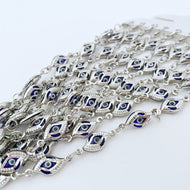 Silver Evil Eye Chain Bracelet, Blue Evil Eye Bead, Evil Eye Jewelry