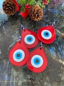 Handmade Evil Eye Red, Christmas Gift Ideas, Tree Ornament, Evil Eye Wall Hanging, Home Gift