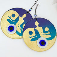 Namaste Decor, Yoga Namaste Wall Art, Evil Eye Wall Hanging, Yoga Gift