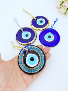 Handmade Glass Evil Eye Bead, Gold Silver Evil Eye, Turkish Evil Eye, Ojo Turco