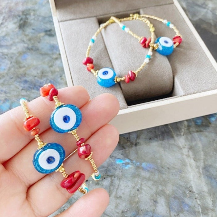 Evil Eye Bracelet CUSTOM, Murano Glass Evil Eye Bracelet, Make Your Br –  Evileyefavor